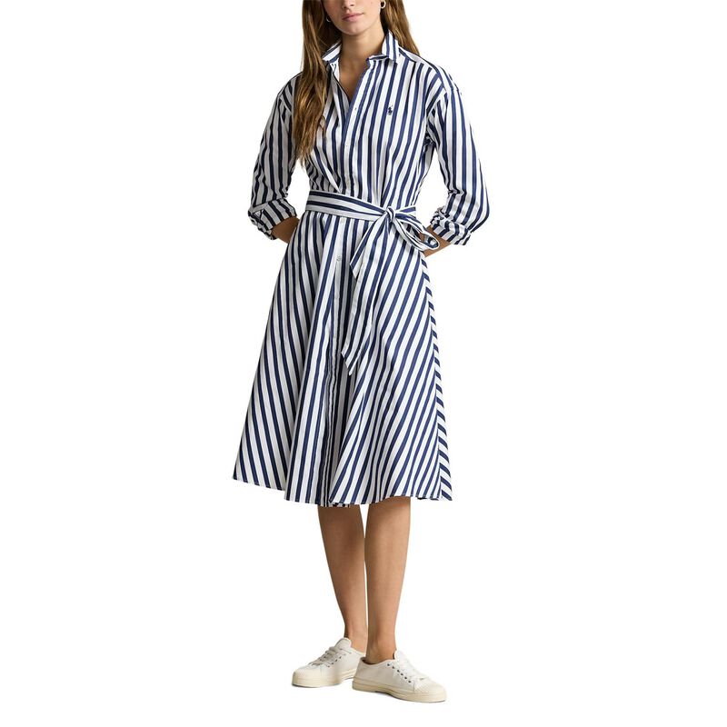 Polo Ralph Lauren Belted Wide Stripe Cotton Shirtdress image number 0